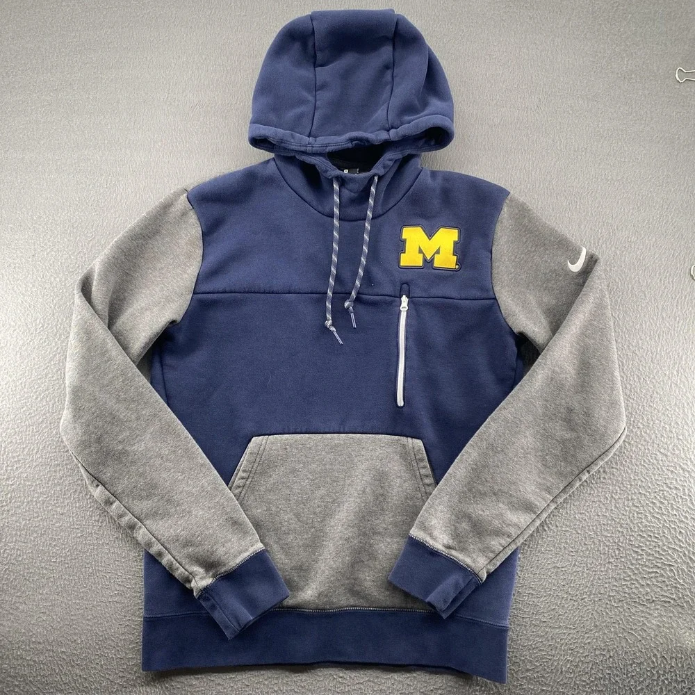 Michigan Wolverines Hoodie‎ Sweatshirt Mens Medium Blue NCAA Football Nike